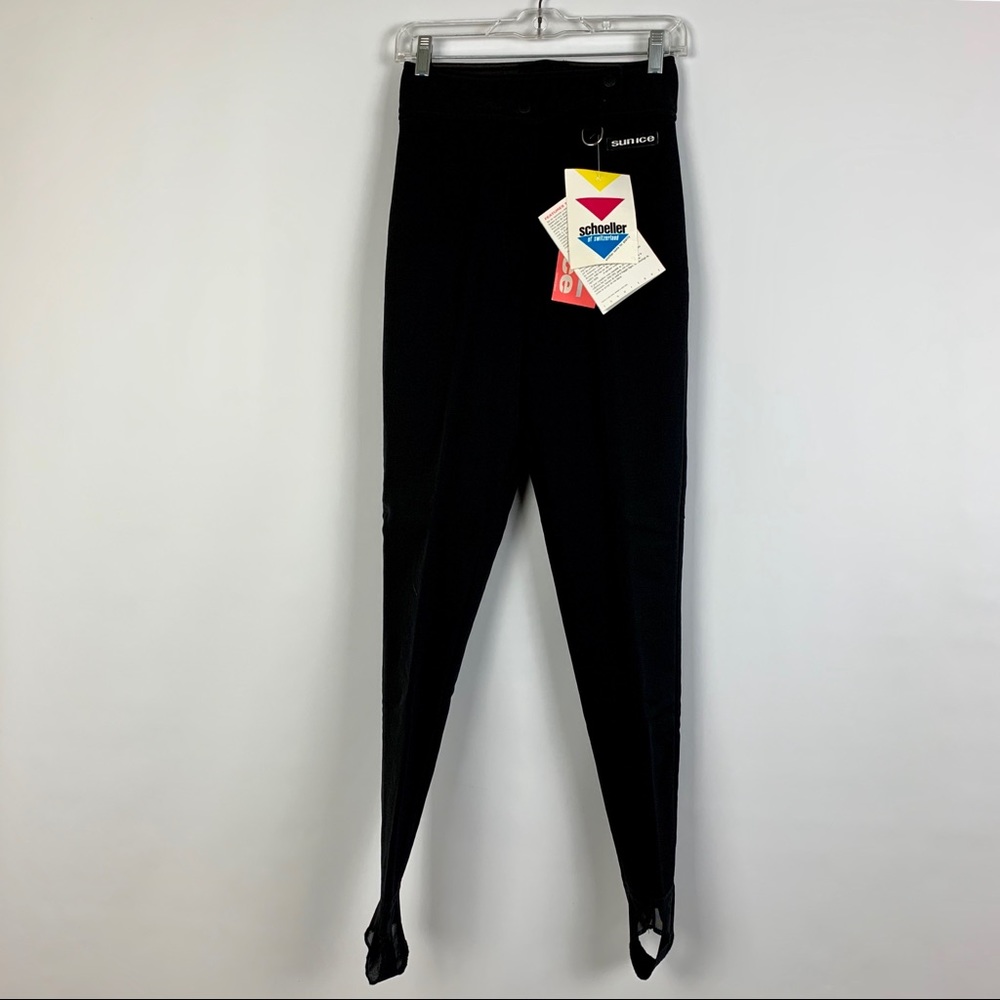 New Sun Ice Ski Snowboard Pants 8 R Black Stirrup